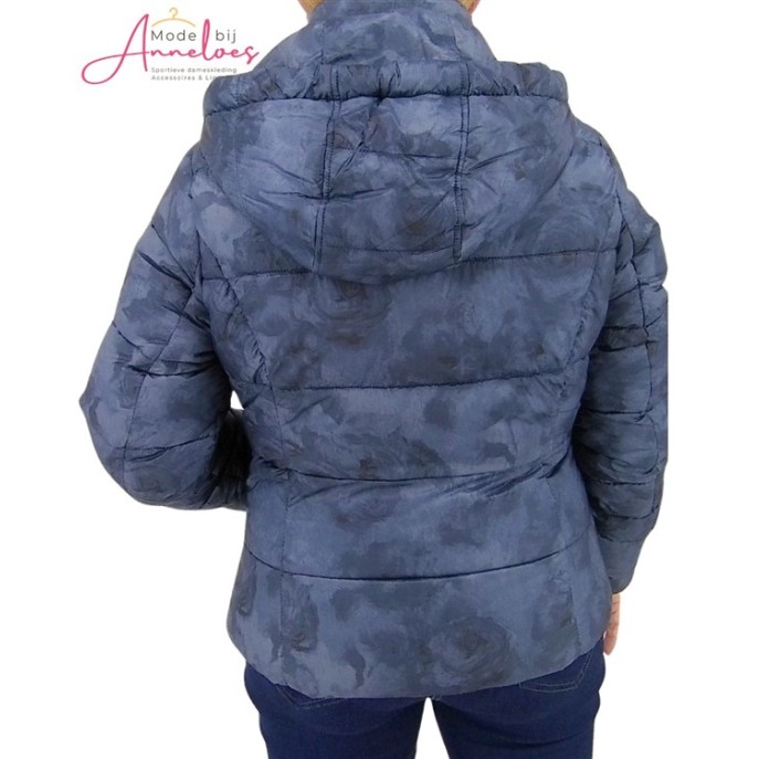 District winterjack Selva print Denim blauw